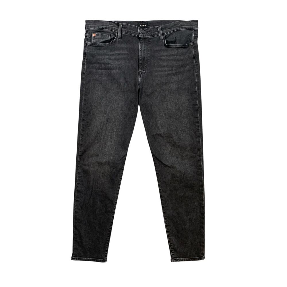 Hudson Jean Womens 34 Faded Black Denim Natalie Mid Rise Super Skinny Ankle